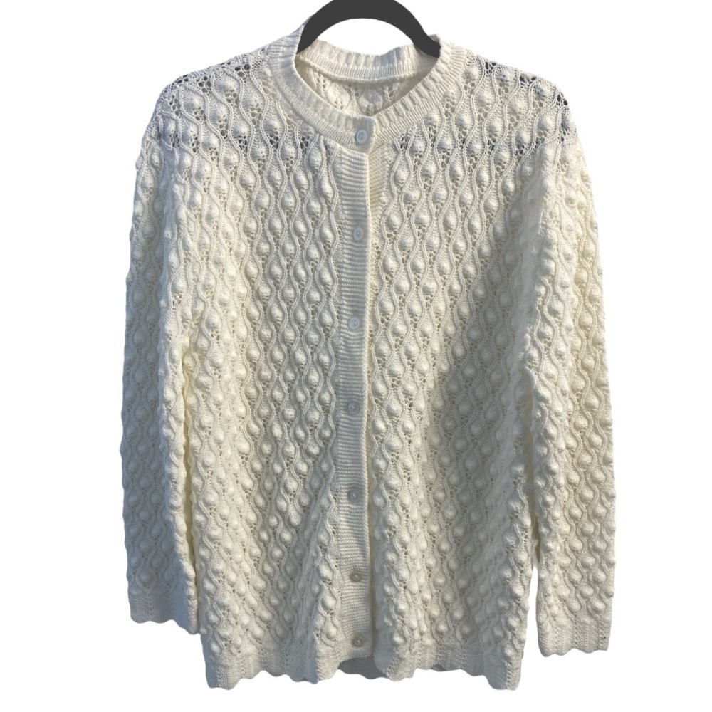 Vintage white Cable Knit Cardigan Sweater